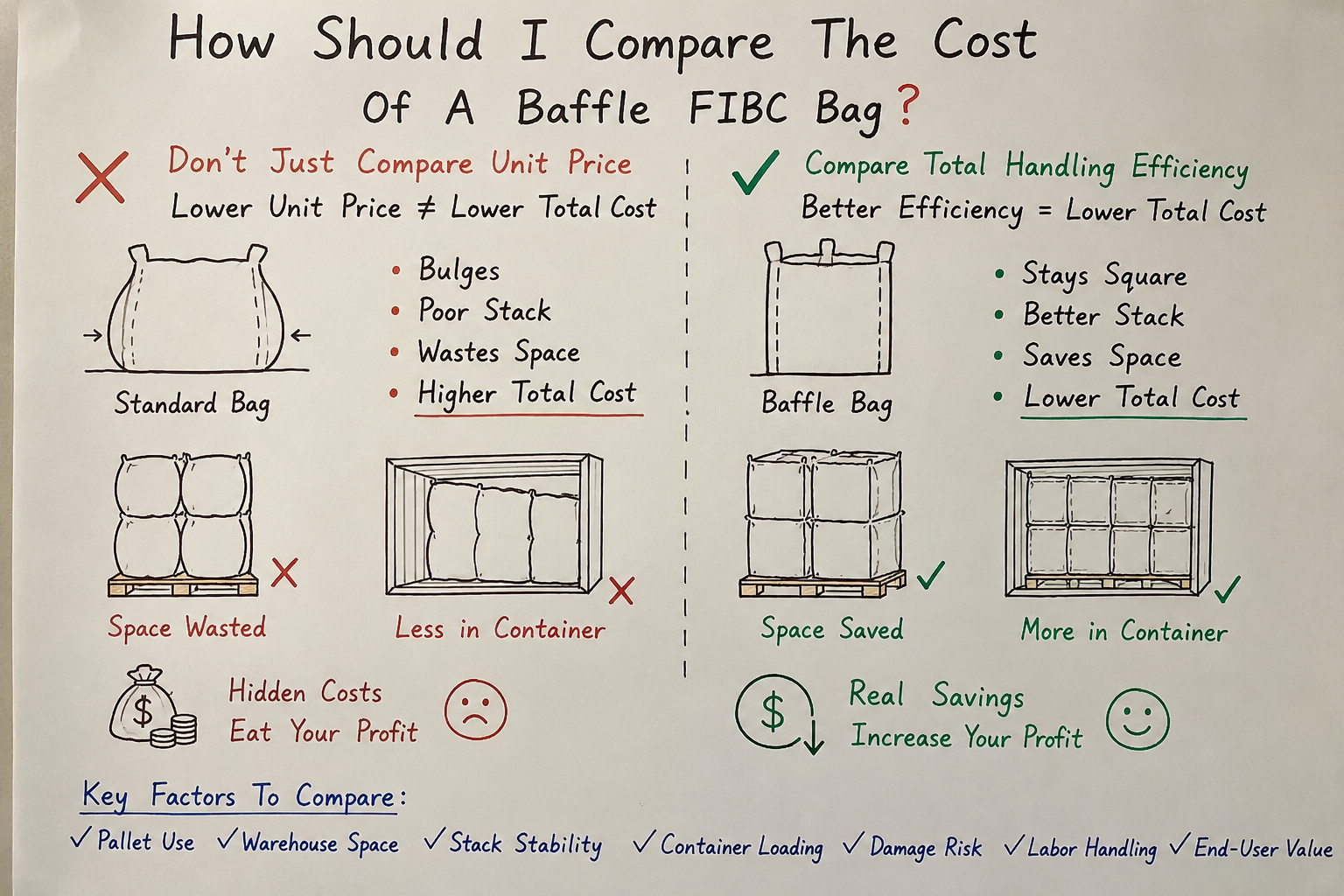 baffle FIBC bag cost comparison
